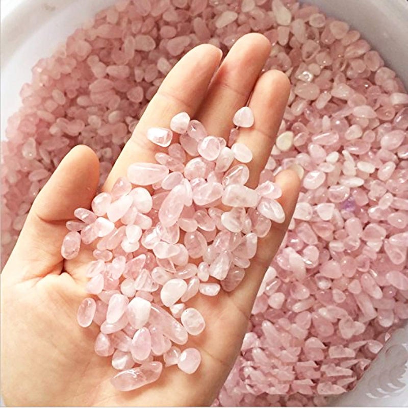 WAYBER 2 Lbs/920g Natural Pink Quartz Crystal Stones Irregular Aquarium Pebbles Rock Sands for Turtle Tank/Succulent Plants/Vase Decoration (Fill 2 Cups) - Image 1